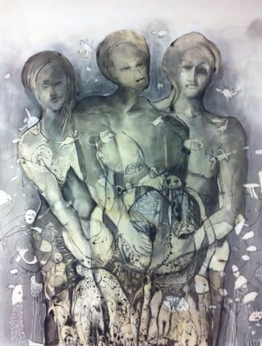 Envol des âmes, Technique mixte, 143 x 114 cm, 2013