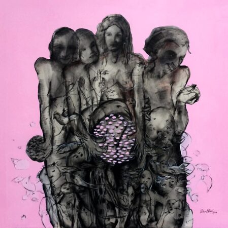 Graine (2), technique mixte sur toile, 130 x 130cm, Septembre 2019