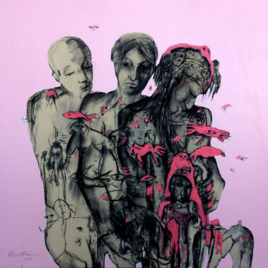 Wissem Ben Hassine-Des reves Technique-mixte, 100 x 100 cm, 2018