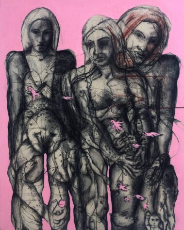 Wissem Ben Hassine, Des rêves, technique mixte sur toile, 110 x 81 cm, avril 2020