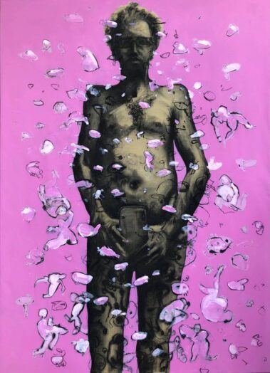 Wissem Ben Hassine, Selfie, technique mixte sure toile, 156×113 cm